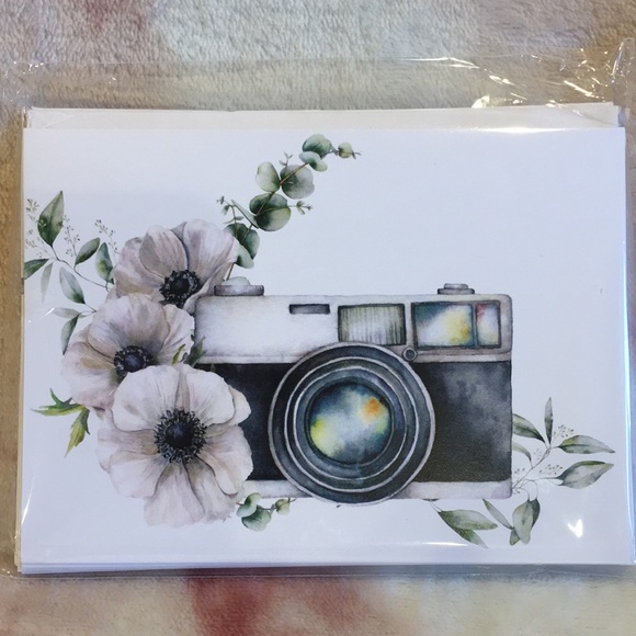 Floral Camera Note Card Set of 8 with solid white envelopes NWT 4.50” X 6” - Picture 8 of 8